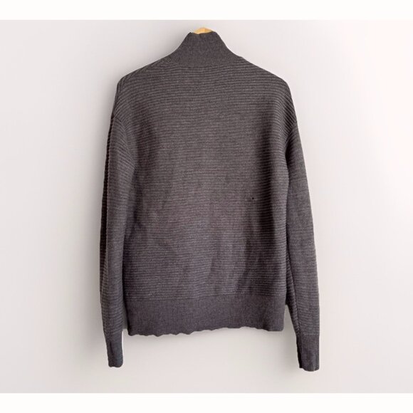 Theory Noble Gray Wool Ribbed Mock Neck Sweater Men’s Size Large Quiet Luxury - Picture 7 of 10